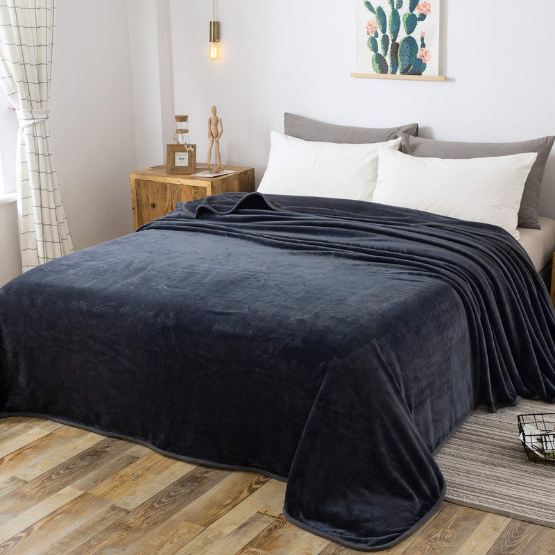 Richave Fleece Blanket Queen Size for All Season 350GSM - Premium Lightweight Anti-Static Throw for Queen/Full Size Bed Extra Soft Brush Fabric Warm Sofa Thermal Blanket 90" x 90"(Dark Gray Queen) - Image 2